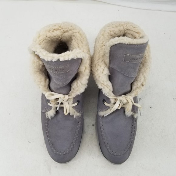 Cole Haan ZeroGrand Shearling Gray Suede Waterproof Fur Chukka Bootie Size 9.5 B - Picture 5 of 11